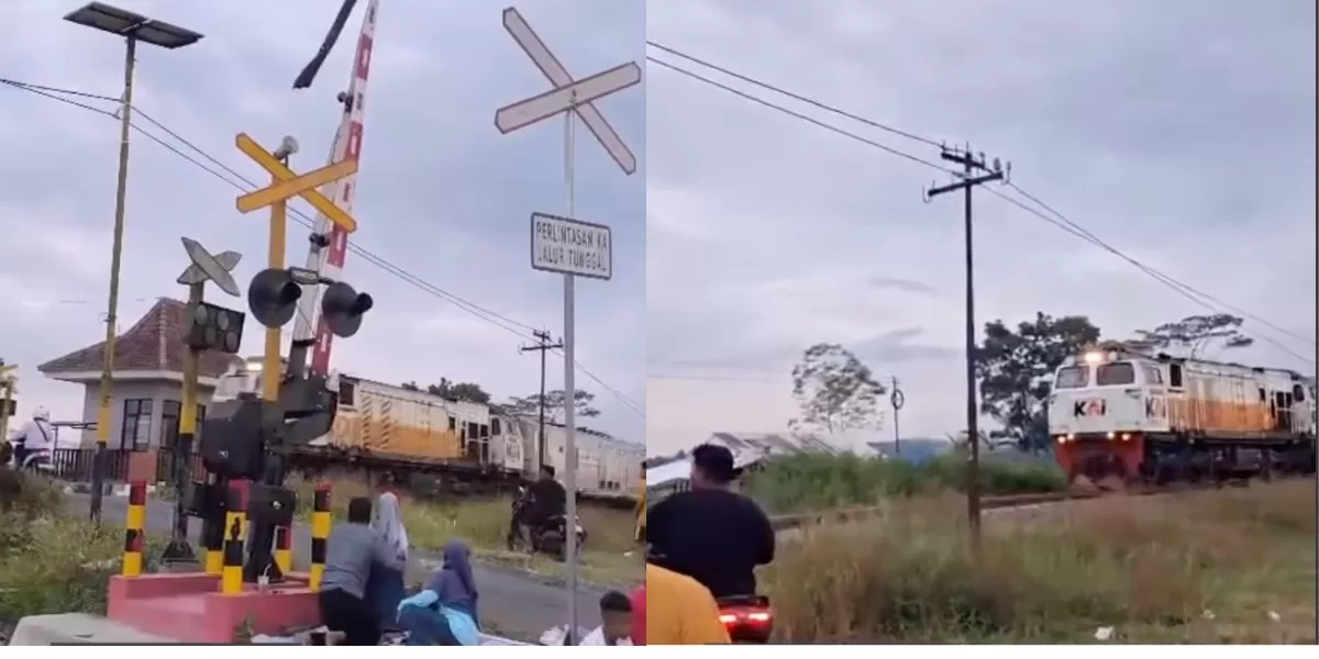 Detik-detik KA Sangkuriang tertemper sepeda motor di Jember (Instagram @rainfanssindo)