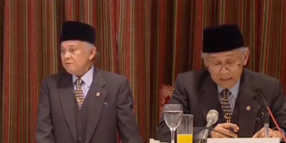 mendiang B.J Habibie saat menyoroti krisis ekonomi di Indonesia (X/@kalistohenituse)