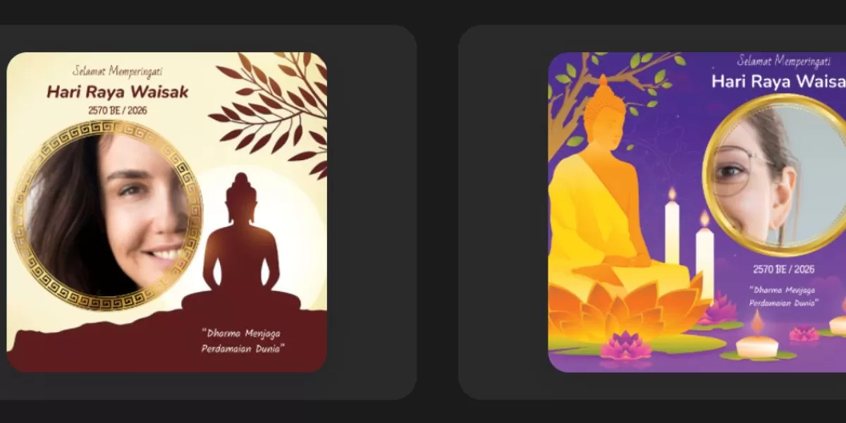 Contoh desain twibbon Waisak 2026 dengan gambar Buddha (Twibbonize)