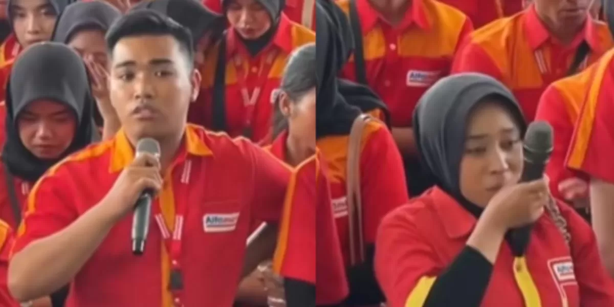 Aksi demonstrasi ratusan karyawan Alfamart di Kantor Bupati Lombok Tengah usai 25 gerai ritel modern itu resmi ditutup pemerintah daerah.   (TikTok.com/@FreyaDitt)