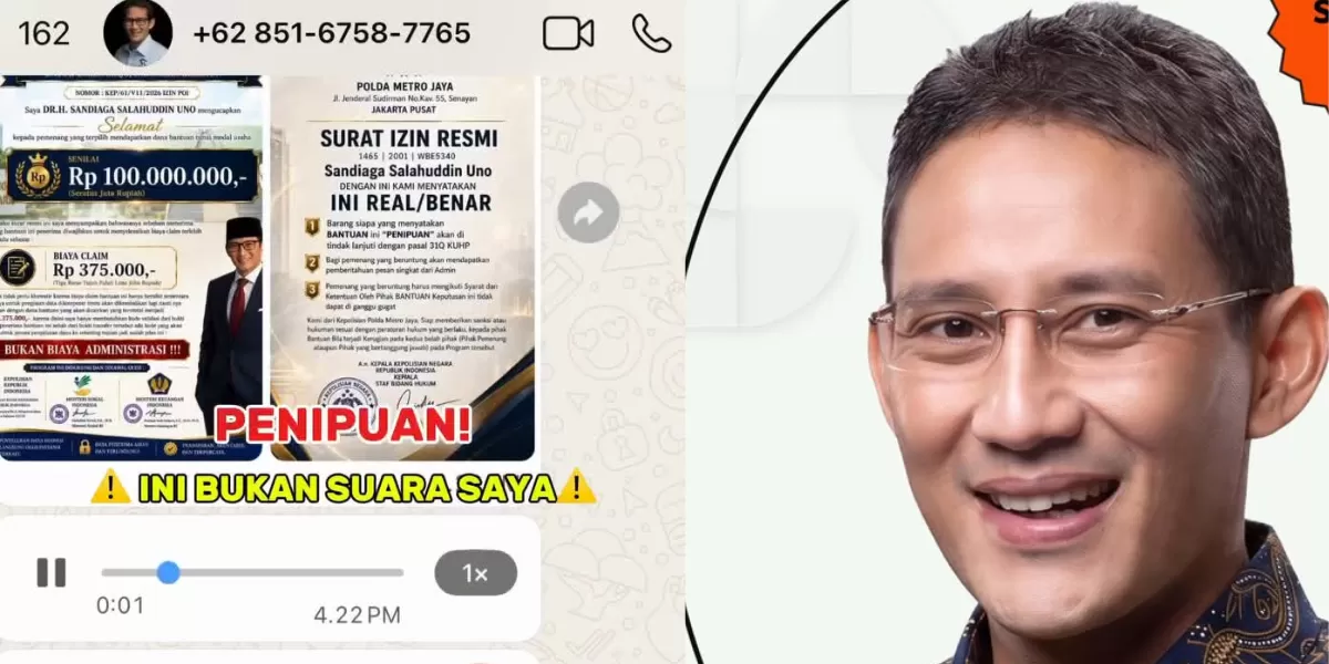 Sandiaga Uno geram karena suaranya diedit pakai teknologi AI dan dijadikan bahan untuk modus penipuan   (Instagram/sandiuno)