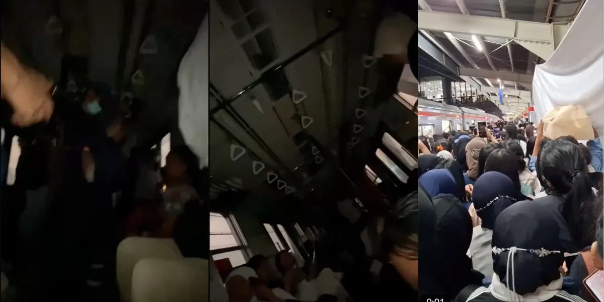 Kondisi KRL Duri yang tiba-tiba mogok hingga picu penumpukan penumpang di Stasiun Duri (Kolase X/@kyukyu0302, @archeerl)