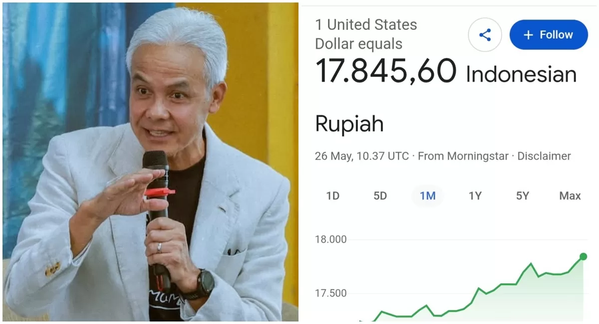 Ganjar Pranowo soroti angka nilai tukar rupiah mencapai Rp17.845 per dolar yang mengingatkan tanggal bersejarah hari kemerdekaan Indonesia (Instagram/ganjar_pranowo)