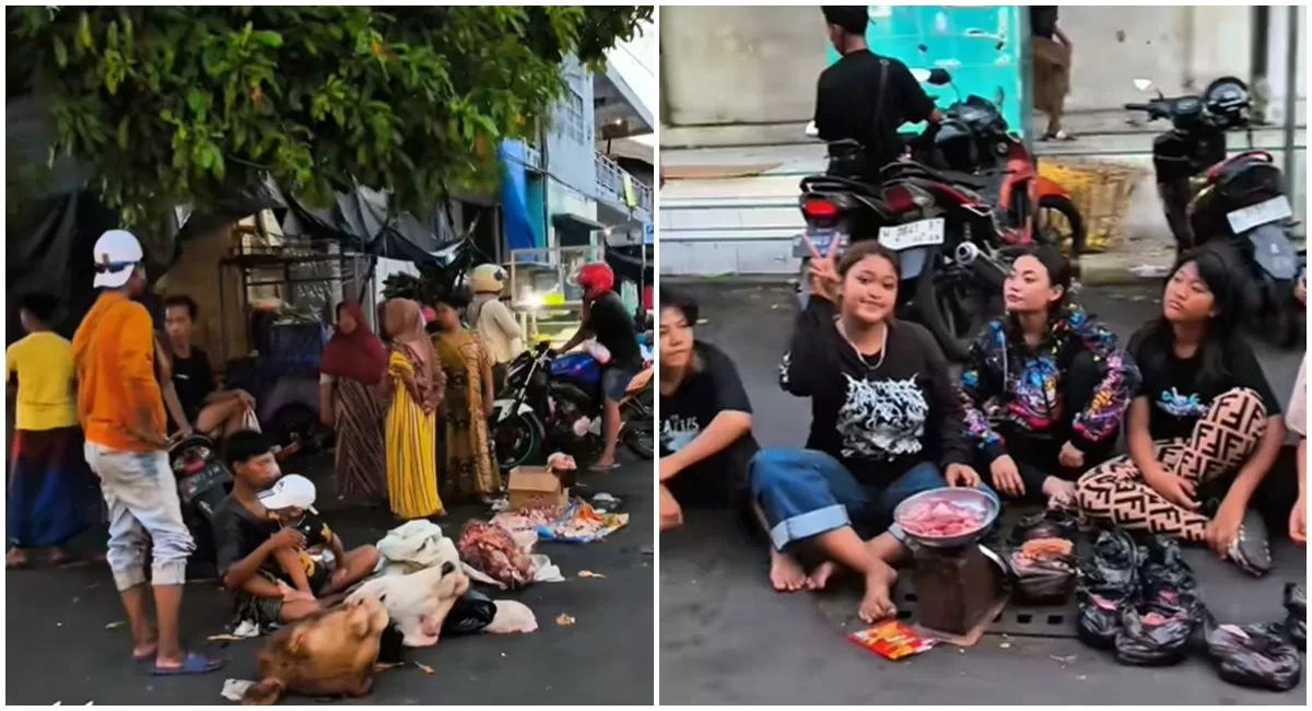 Potret sejumlah warga menjual kembali daging kurban gratis yang dibagikan dari masjid, diduga untuk penuhi kebutuhan lainnya (Tiktok/tyasgumbrit)
