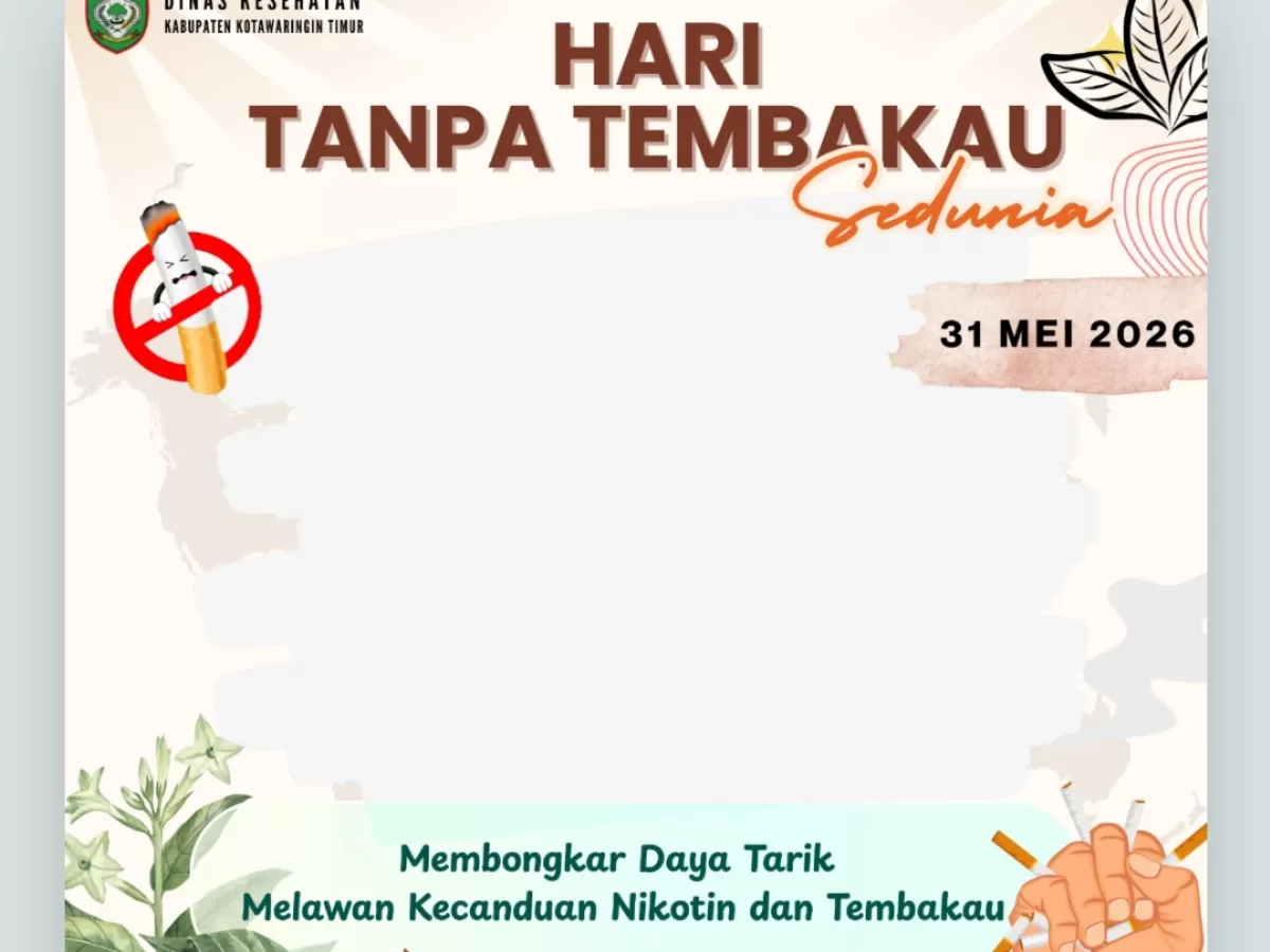 Twibbon Hari Tanpa Tembakau 2026. (Twibbonize.com/Febriani Azzahra)