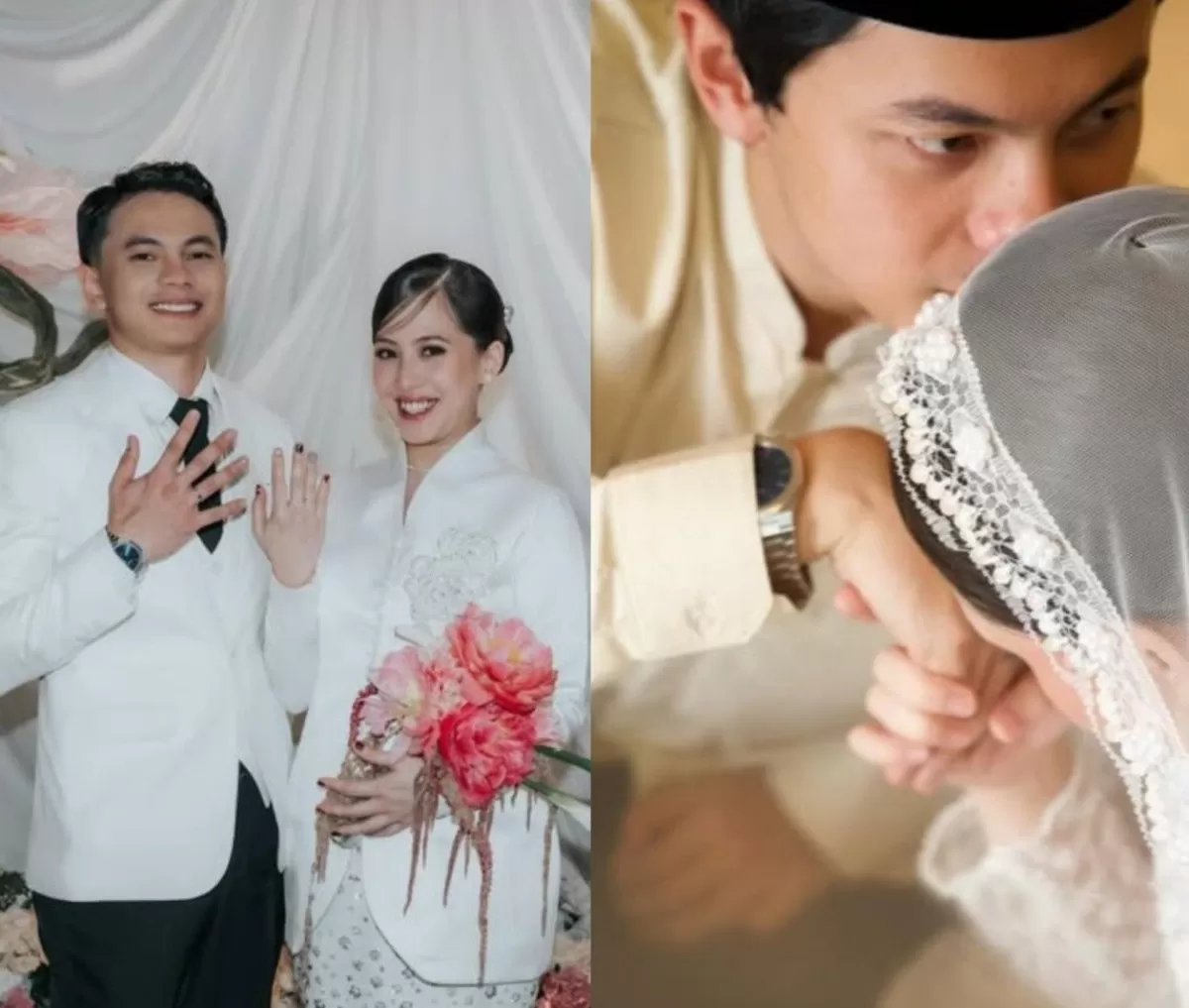  Foto Adhisty Zara dan Tsaqib yang tengah akad nikah ramai disorot gegara busana mereka yang tampak berbeda, namun momennya sama.  (Instagram.com/@zaraadhsty)