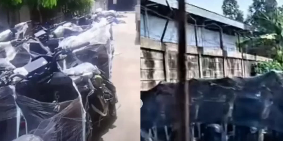 Menyoroti penampakan ribuan unit motor listrik SPPG dalam pengadaan BGN senilai Rp1 triliun yang masih tersimpan di gudang Bogor, Jawa Barat.  (Instagram.com / @liputancikarang - @depok24jam)