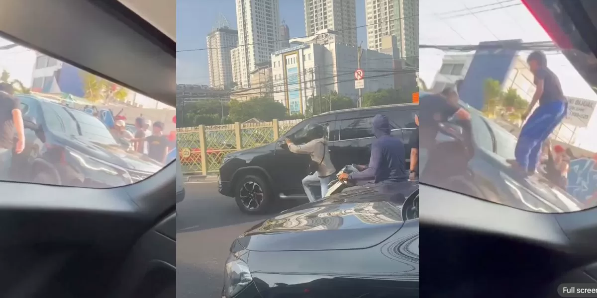 Detik-detik Toyota Fortuner diamuk massa di Tanah Abang Jakarta (Kolase Instagram/@aboutdkj, X/@neVerAl0nely___)