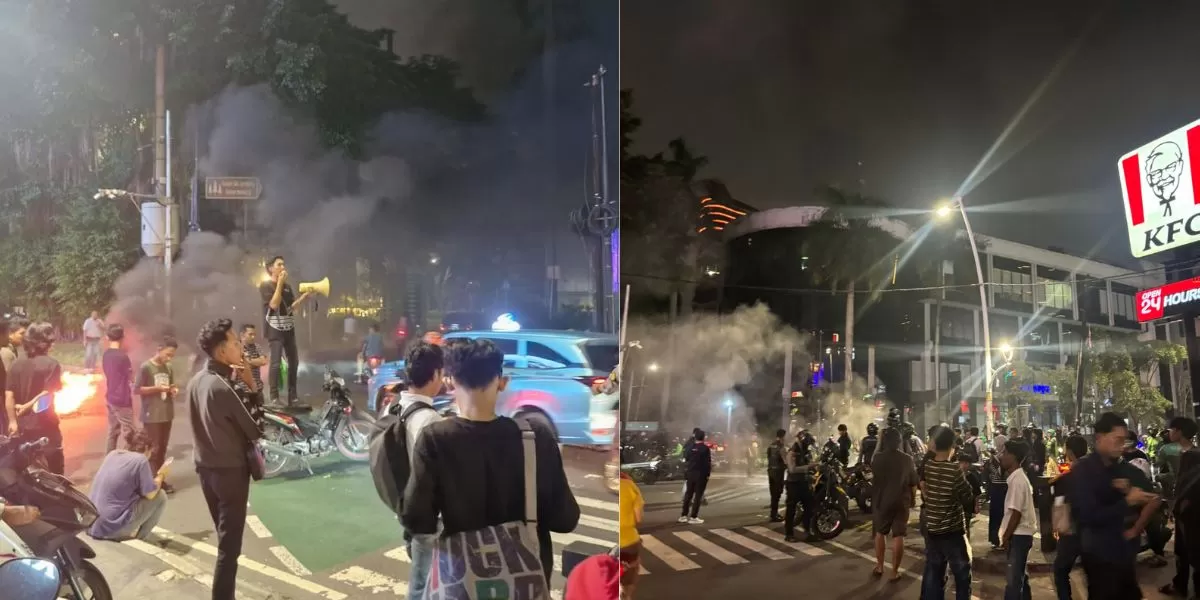 Aksi unjuk rasa penolakan kenaikan pertamax di Cikini (Kolase X/@Jakartalk, @Spt_Nusantara)