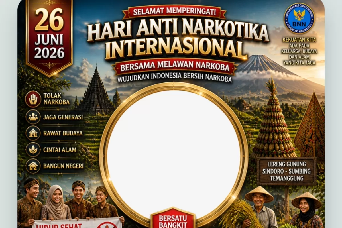 Twibbon peringatan Hari Anti Narkotika Internasional 2026. (Twibbonize.com/Admin.E.T)