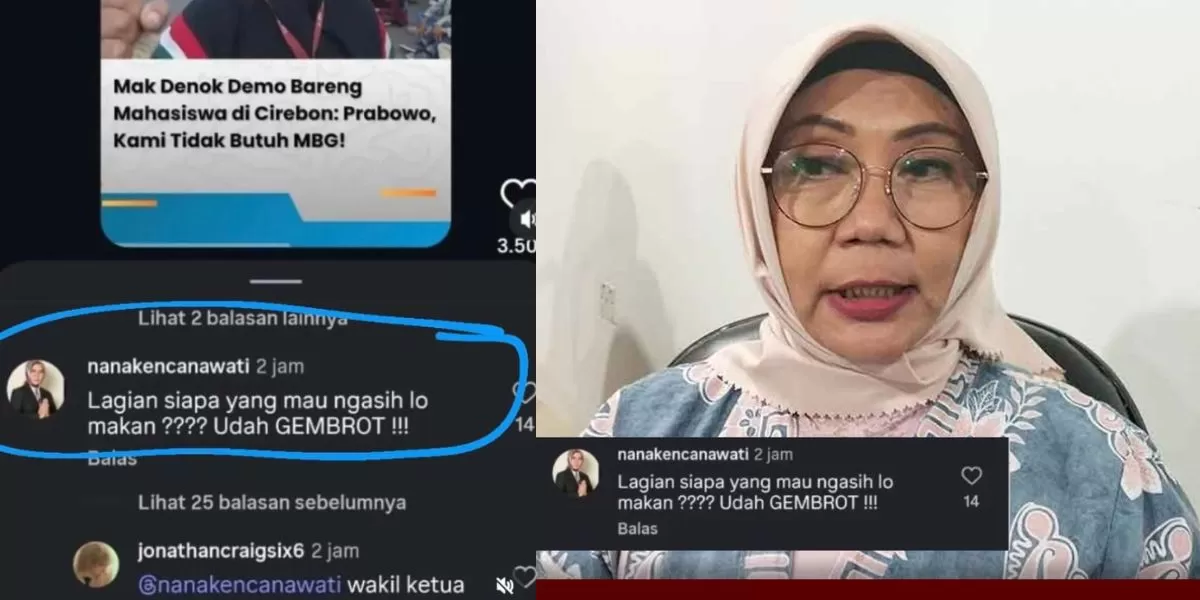 Nana Kencanawati (kanan) dan komentar viralnya yang dikecam netizen (kiri) (Kolase Instgram/@kualimerahputih, X/@SistersInDanger)