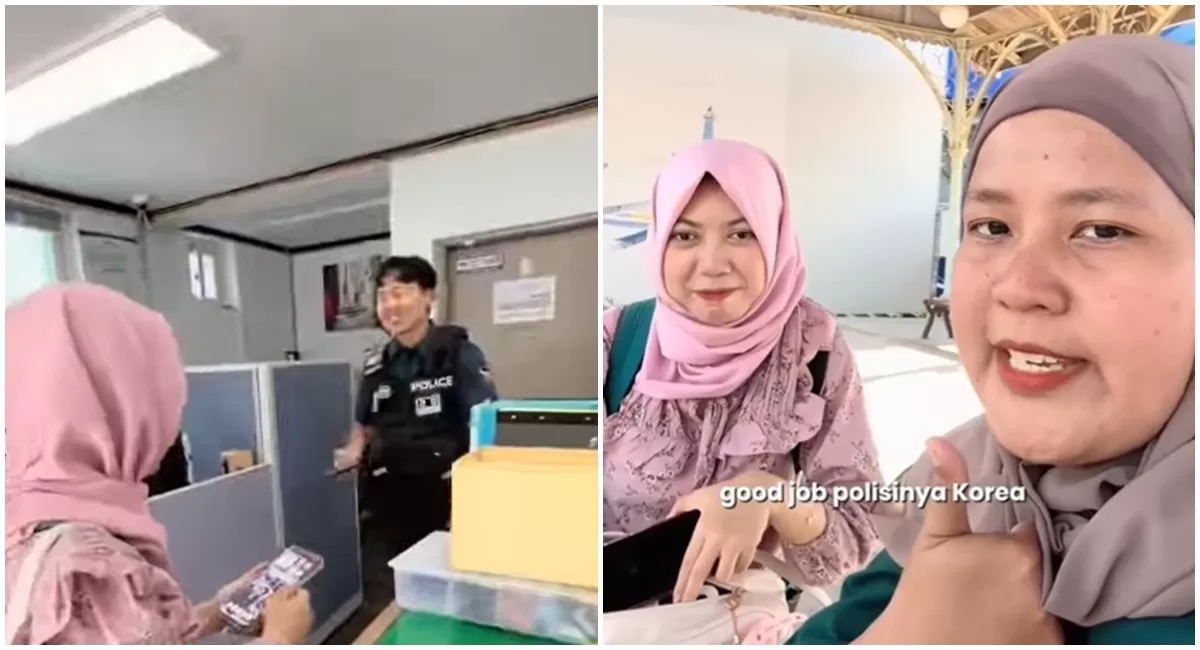 Potret WNI minta bantuan polisi saat ponselnya hilang di Korea Selatan, barang hilang ketemu dalam 10 menit tuai pujian (TIkTok @marnijung)