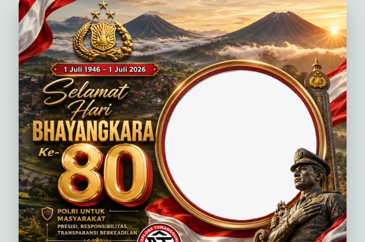 Twibbon Hari Bhayangkara dan HUT ke-80 Polri. (Twibbonize.com/Admin.E.T)