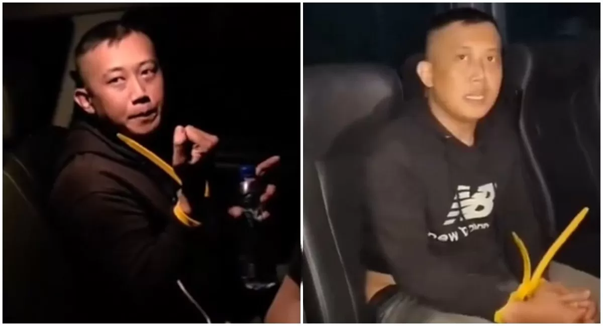 Detik-detik penangkapan Taufik Hidayat, pelaku kasus penyekapan dan penganiyaan terhadap kekasihnya sendiri terlihat santai dan sempat bercanda dengan polisi saat diamankan ke Polda Jabar (Instagram/jabodetabek.24jam)