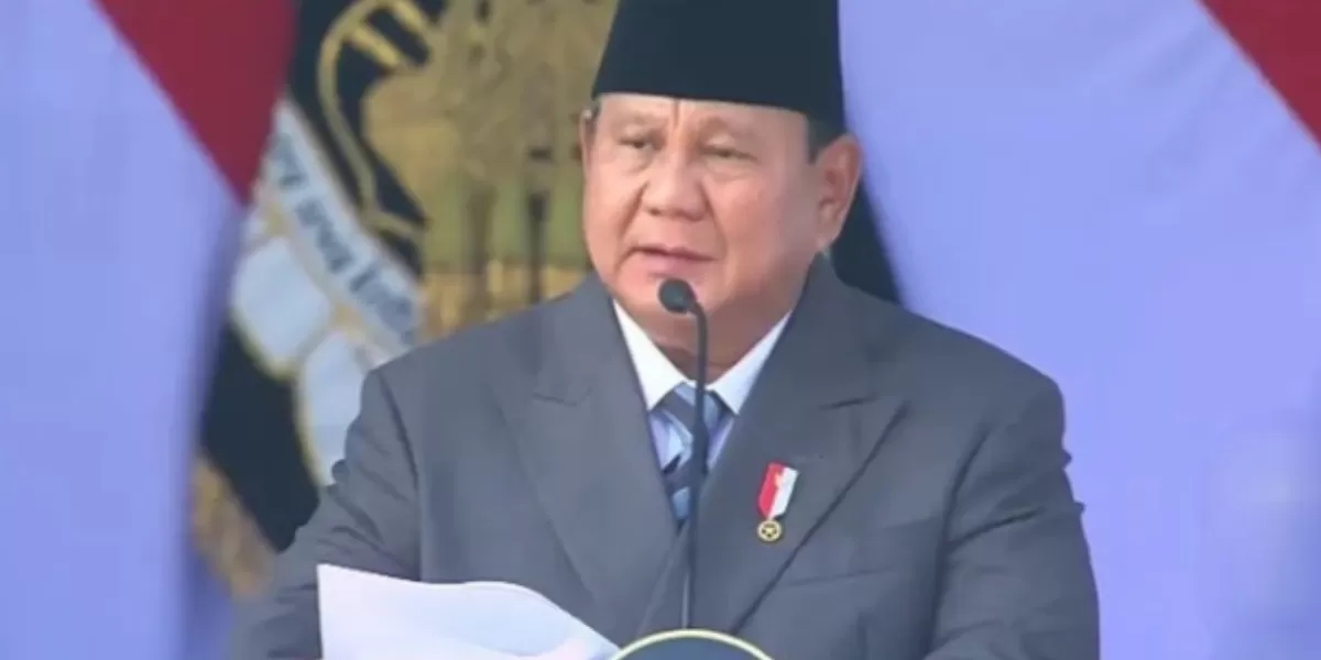 Prabowo berpidato di peringatan HUT Bhayangkara ke 80  (YouTube KOMPASTV )