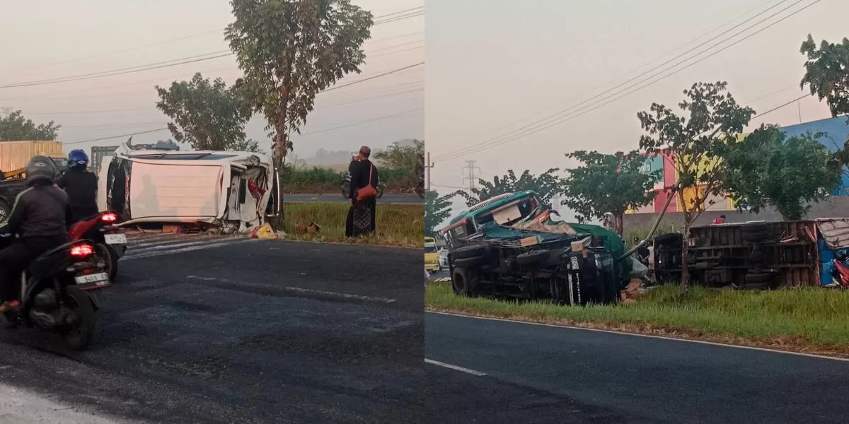Kondisi Avanza (kiri) dan truk (kanan) usai ditabrak bus dalam kecelakaan beruntun di Bangkalan (Facebook/@ast.opration)