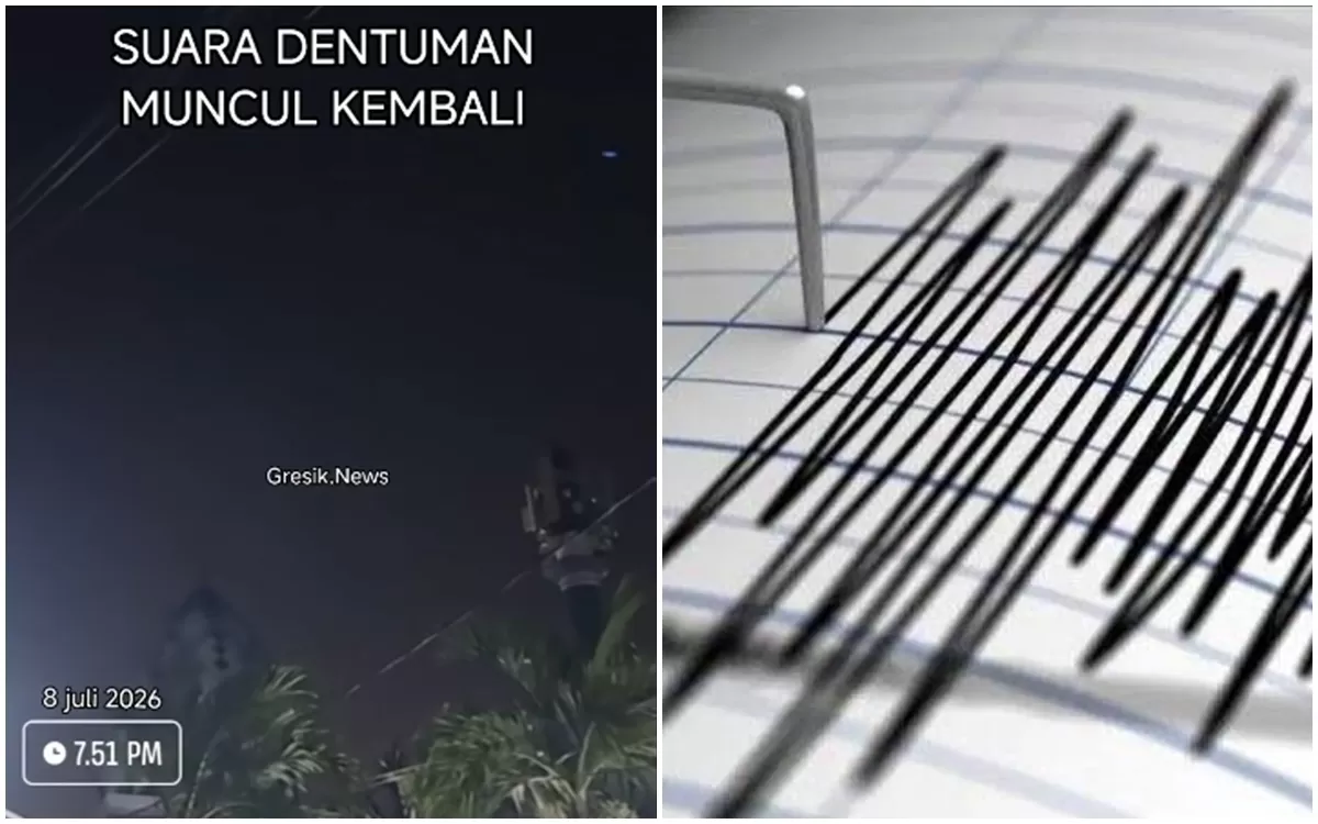 Heboh suara gemuruh terdengar di Gresik, BPBD koordinasi dengan BMKG karena tak terdeteksi adanya aktivitas gempa bumi (TikTok @gresik.news)