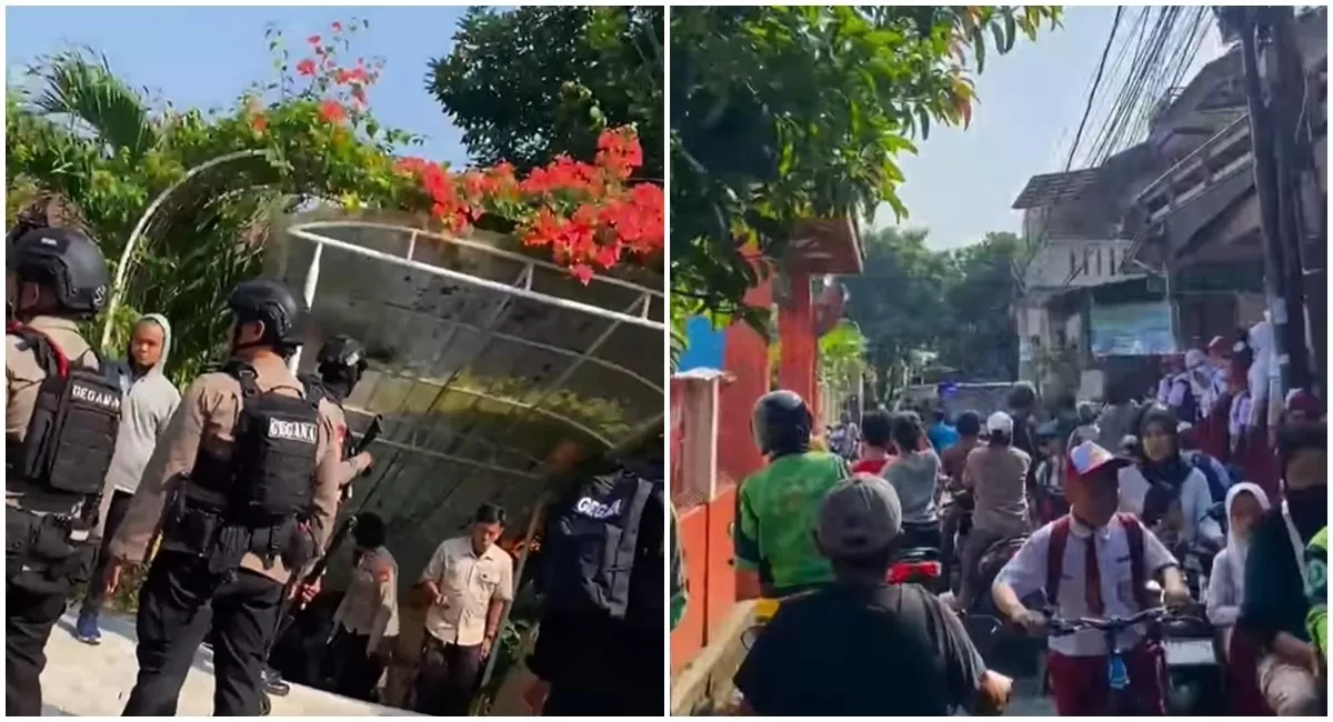 Kondisi SD Srengseng Sawah 15 Pagi di Jagakarsa, Jaksel dilakukan sterlisasi usai menerima ancaman bom hingga kegiatan belajar dihentikan sementara (Instagram/jakartaselatan24jam)