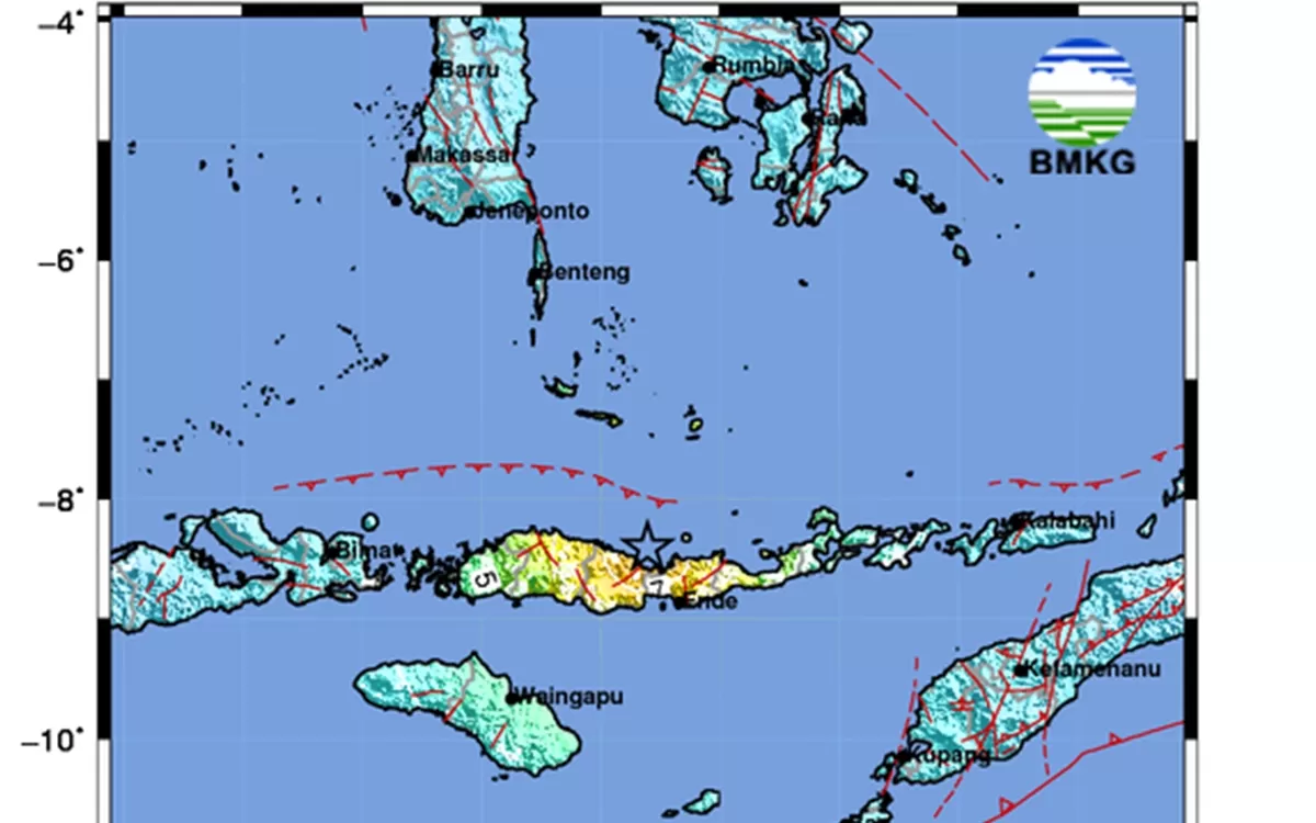 Analisis BMKG terkait gempa 7,7 SR yang berpusat di perairan Flores dan memicu tsunami hingga Sulawesi Selatan (bmkg.go.id)