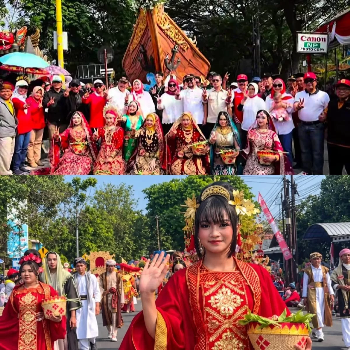 Penampilan siswa SMA Negeri 2 Nganjuk di Pawai Budaya kabupaten setempat. (Miftah Anani/SketsaNusantara.id)