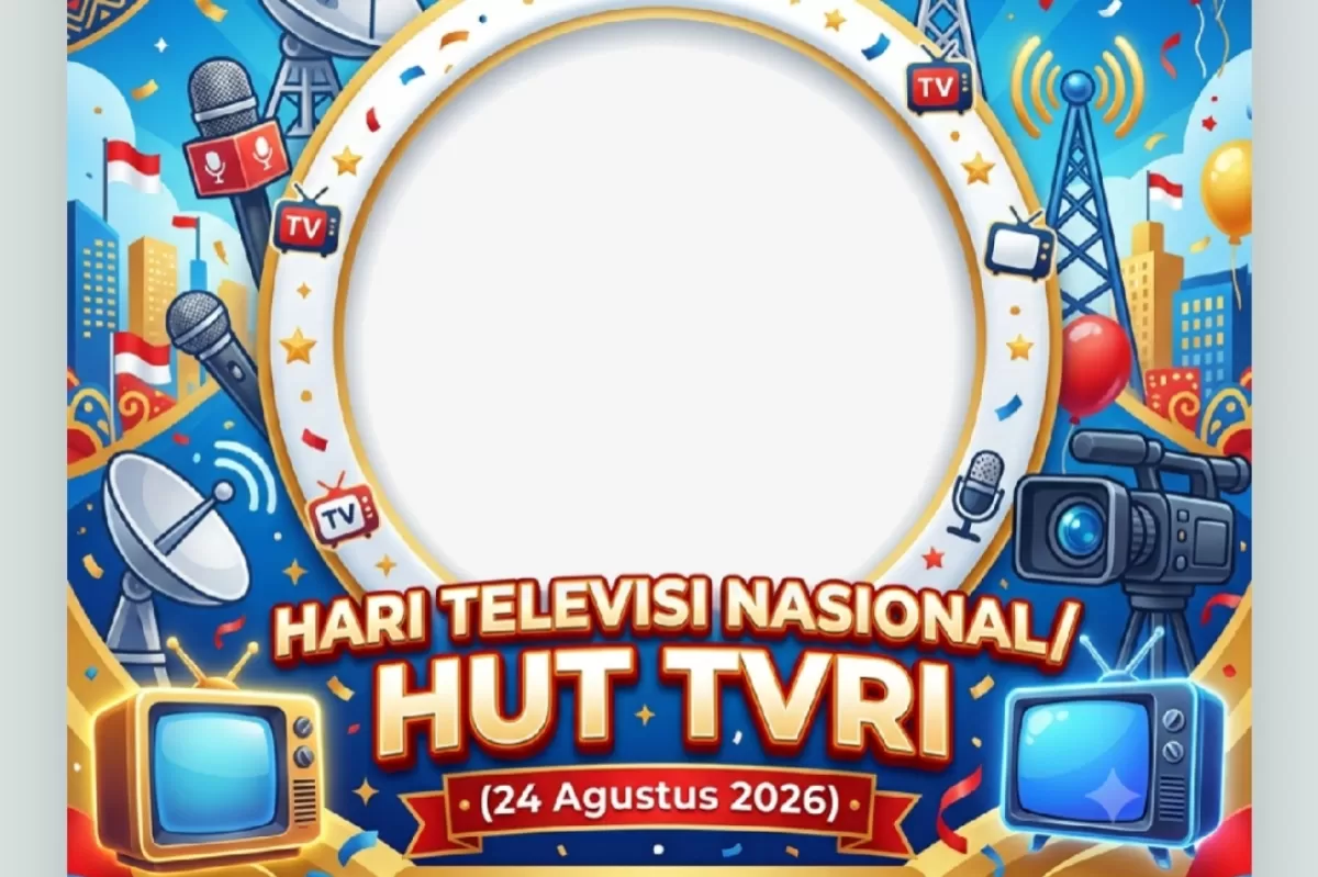 &lrm;Ucapan selamat dan link twibbon HUT TVRI tahun 2026. (Twibbonize.com/LANA TWIBBONIZE)