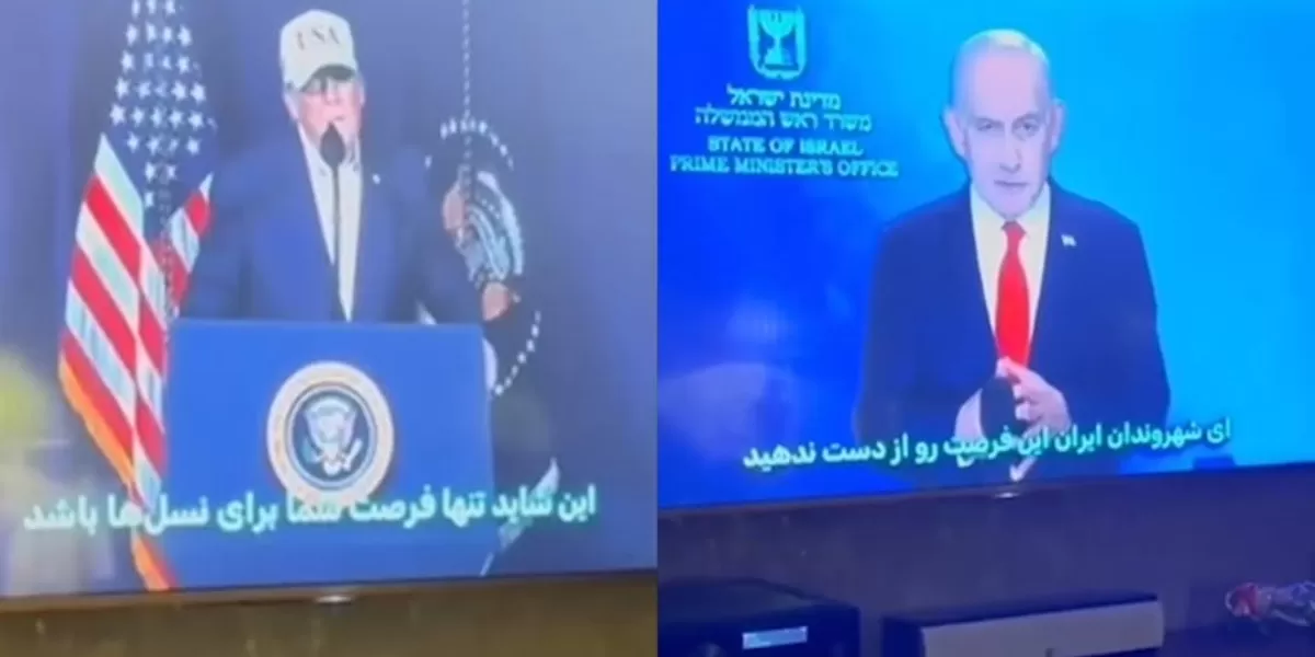 Video propaganda Trump dan Netanyahu di TV Iran (X.com/@EricDaugh)