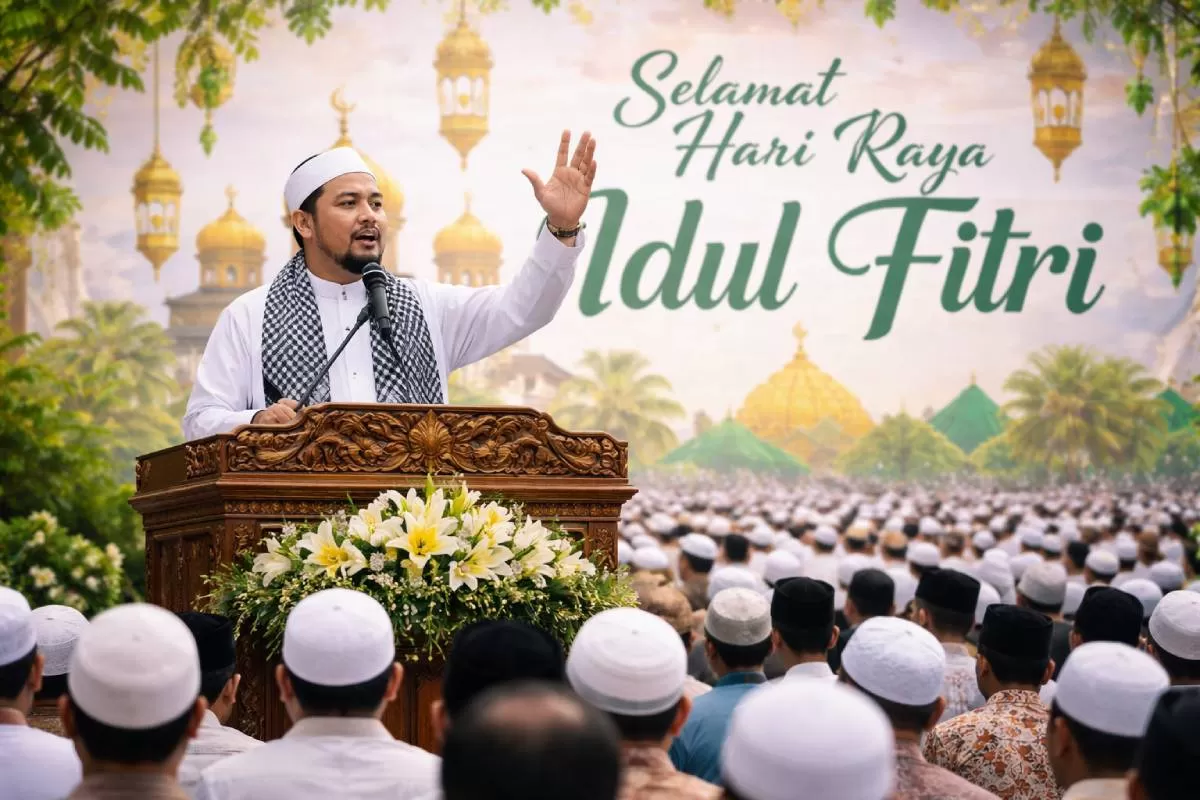 Ilustrasi - Teks khutbah Idul Fitri 1447 H/2026 M (Portaloka.id)