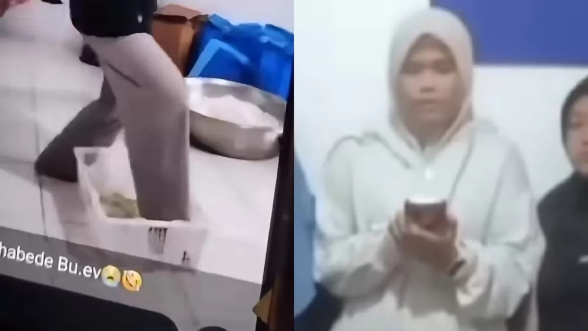 Aksi petugas SPPG injak melon viral di media sosial (TikTok/novir007)