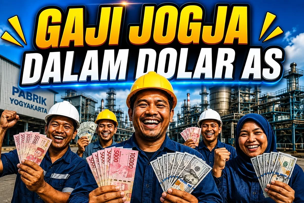 Ilustrasi - Gaji Jogja jika dikonversi dalam Dolar AS berdasarkan UMK 2026 (Ai ChatGPT - Portaloka.id)