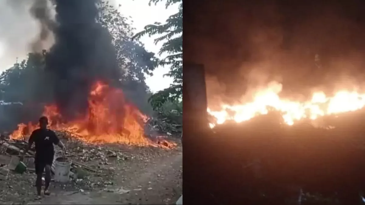 Viral video pembakaran sampah diduga dari salah satu SPPG di Kudus, Jawa Tengah. (Threads/puth.pukyee)