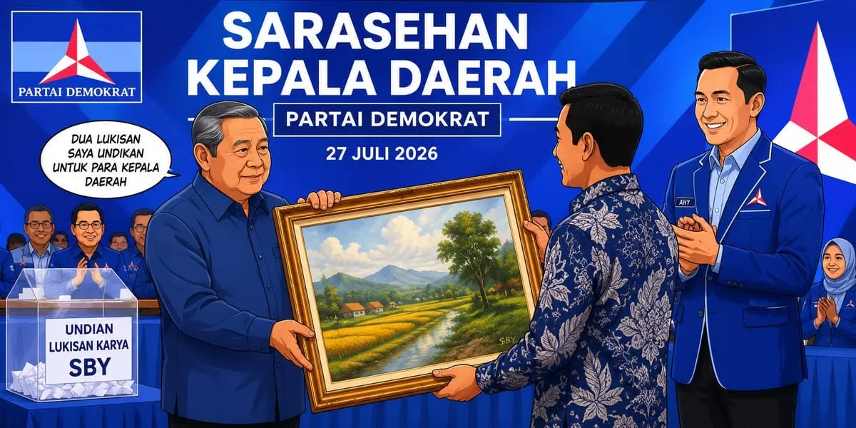 SBY menyerahkan lukisan kepada Wakil Wali Kota Palopo Akhmad Syarifuddin (Dok. Istimewa)