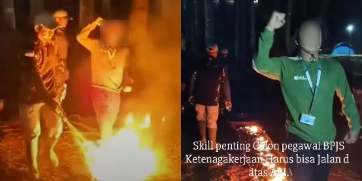 Viral dugaan pelatihan calon pegawai BPJS berjalan di atas api (Instagram @resetfeeds)