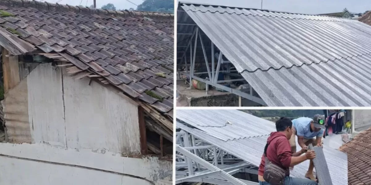 Atap jurnalis Primetime News di Lembang diganti pakai Alduro melalui program Ganti Atap Rumah Wartawan (Dok. Primetimenews.co.id)