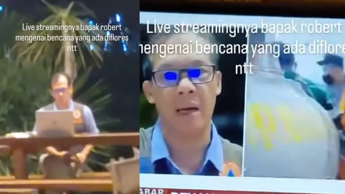 Viral pejabat BNPB lakukan wawancara terkait gempa NTT dari kafe.  (Threads/ilhampid)