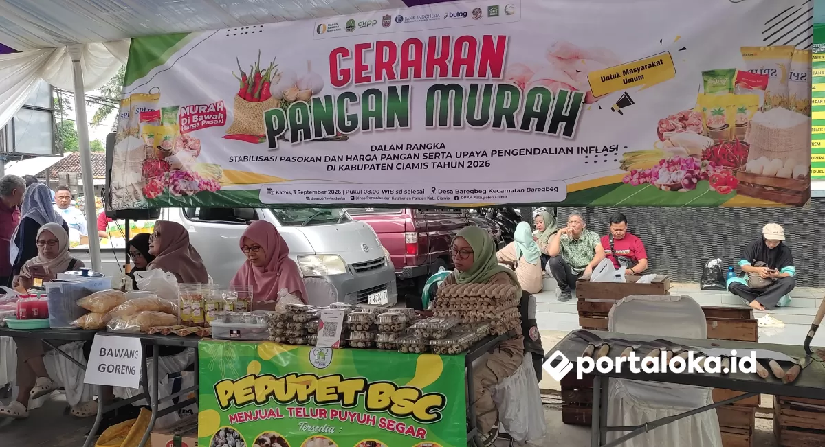 Gerakan Pangan Murah Dinas Pertanian dan Ketahanan Pangan Kabupaten Ciamis di Kecamatan Baregbeg (Portaloka.id/Arman)