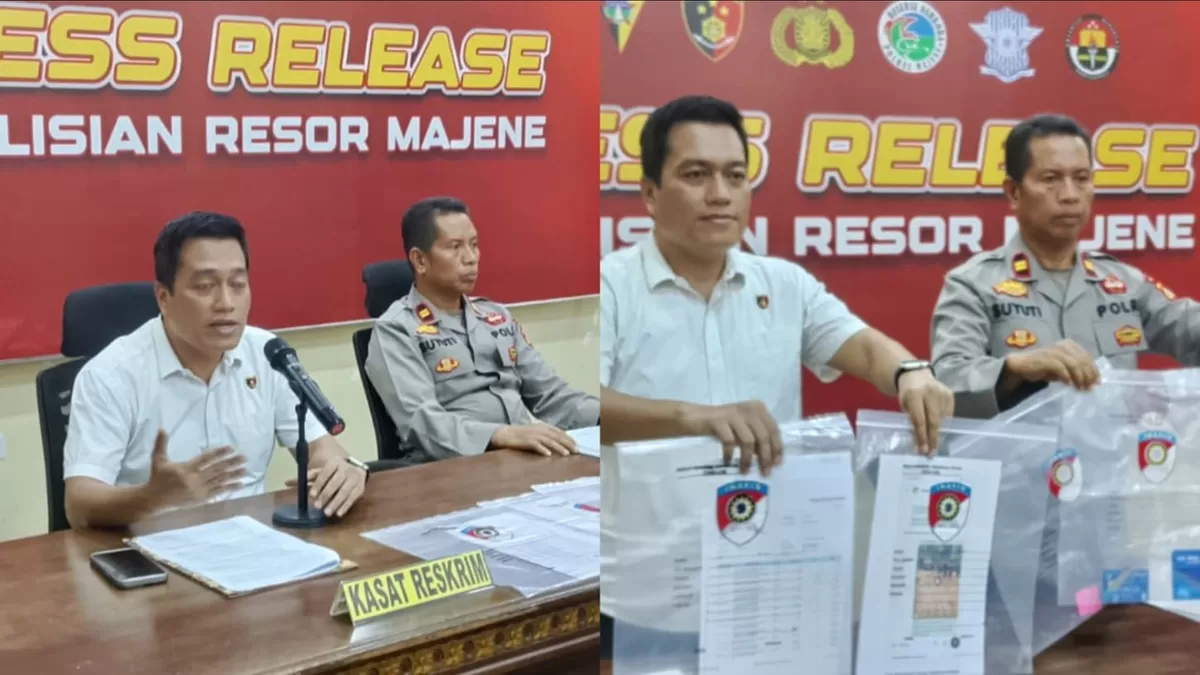 Polres Majene tangkap wanita asal Makassar pelaku penipuan tukar uang online. Korban rugi Rp12,2 juta akibat terpedaya drama video pengiriman fiktif.