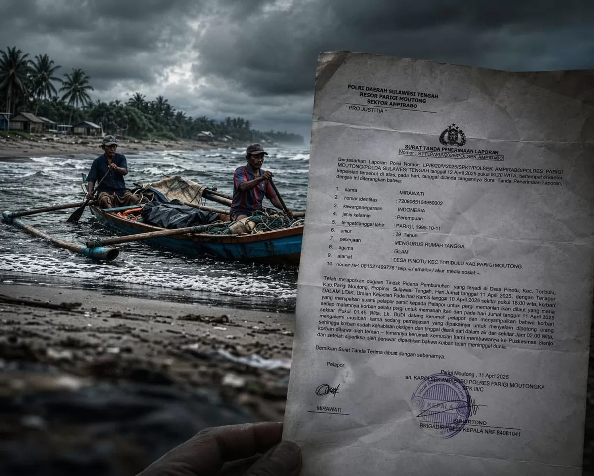 Satu tahun berlalu sejak Rahman Hambali ditemukan tak bernyawa di laut Desa Pinotu. Istrinya, Mirawati, masih menunggu kepastian hukum.