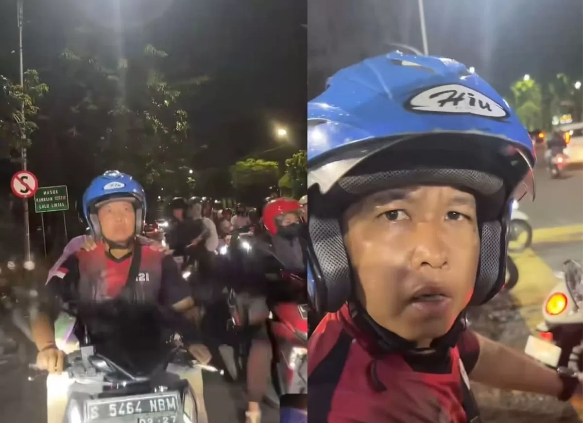 Aksi arogansi pemotor di Jalan Bengawan Surabaya hambat ambulans darurat. Pelaku diduga lawan arus dan sempat memukul bodi mobil medis.