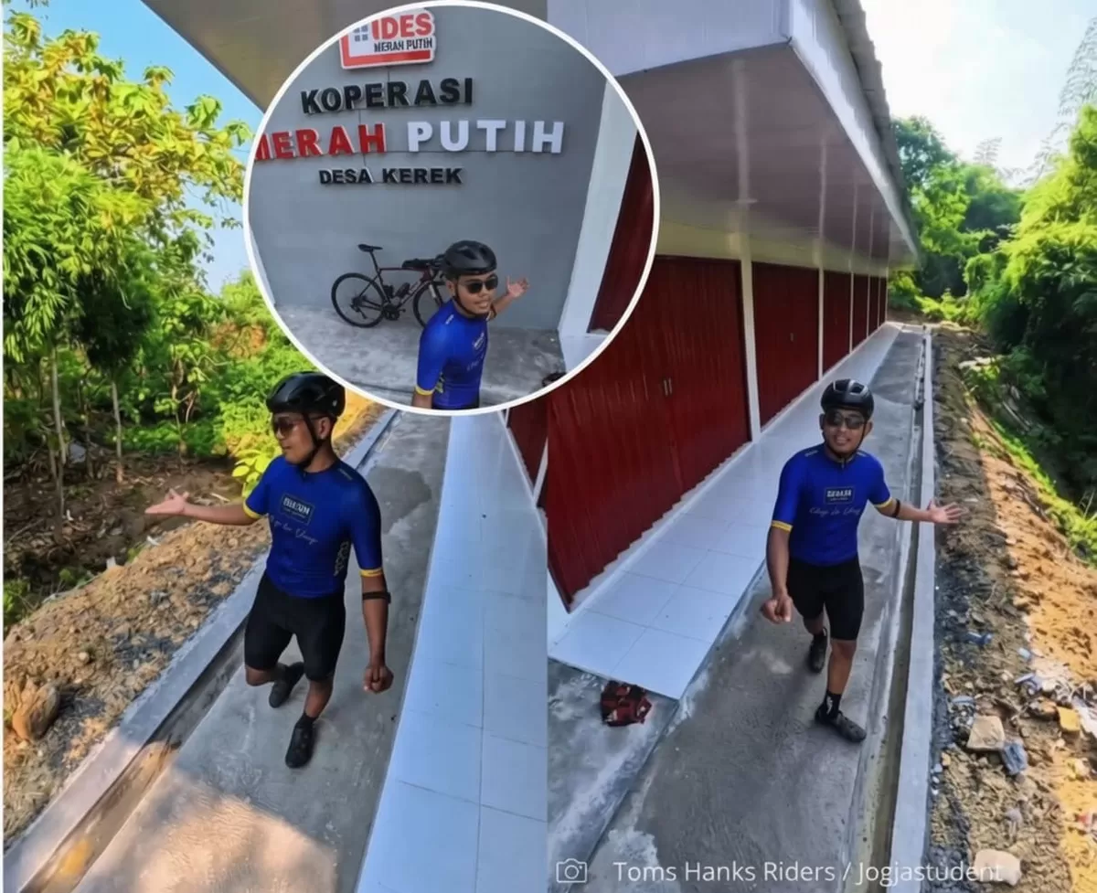 Gedung Koperasi Merah Putih di Desa Kerek Ngawi viral karena berdiri tepat di bibir jurang tanpa jarak pembatas. Warga pertanyakan izinnya.