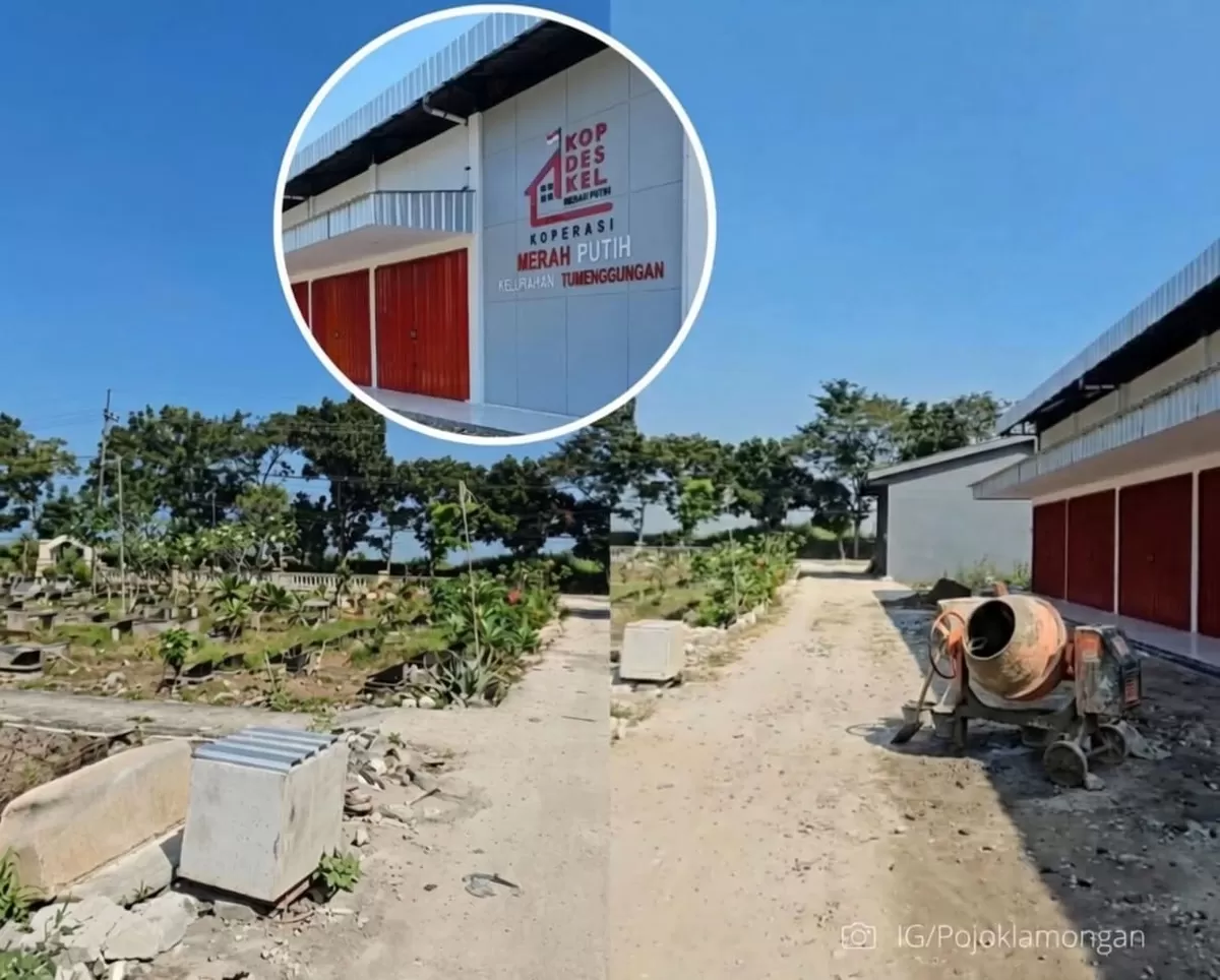 Warga Lamongan heboh video Koperasi Merah Putih berdiri tepat di depan makam. Lokasi tak lazim ini jadi bahan candaan dan tanya netizen.