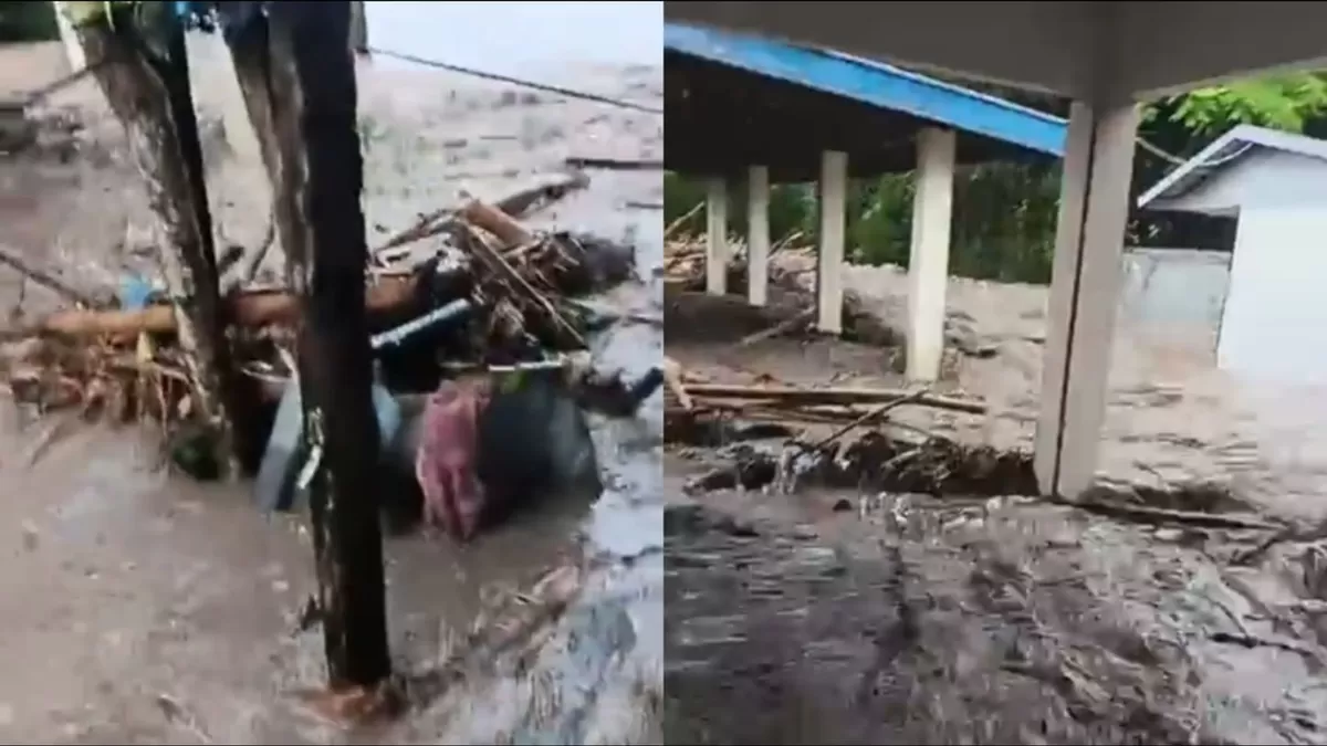 Warga Barakati Gorontalo bergerak cepat bersihkan sampah penyumbat jembatan saat sungai meluap. Lima rumah selamat dari banjir bandang.