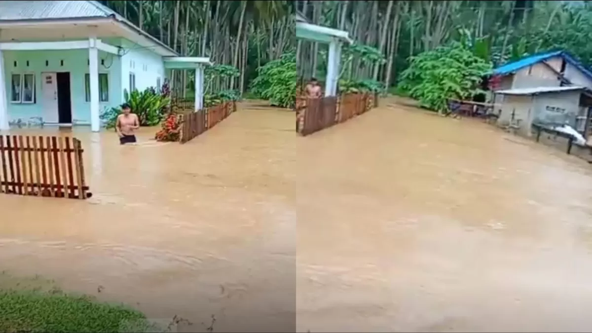 Banjir akibat luapan sungai merendam delapan rumah warga, masjid, dan polindes di Desa Sialopa Parigi Moutong setelah hujan deras.