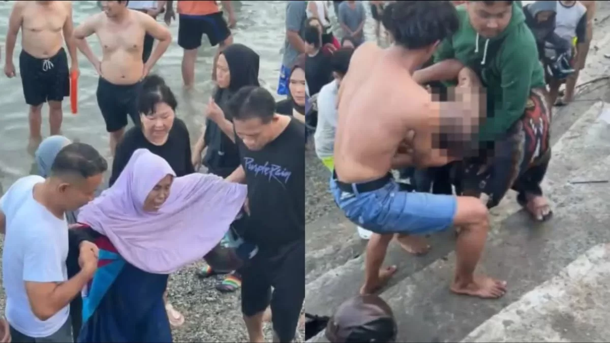 Seorang pria paruh baya tenggelam saat berenang di perairan Kampung Nelayan Kota Palu. Warga dan Basarnas langsung evakuasi korban.