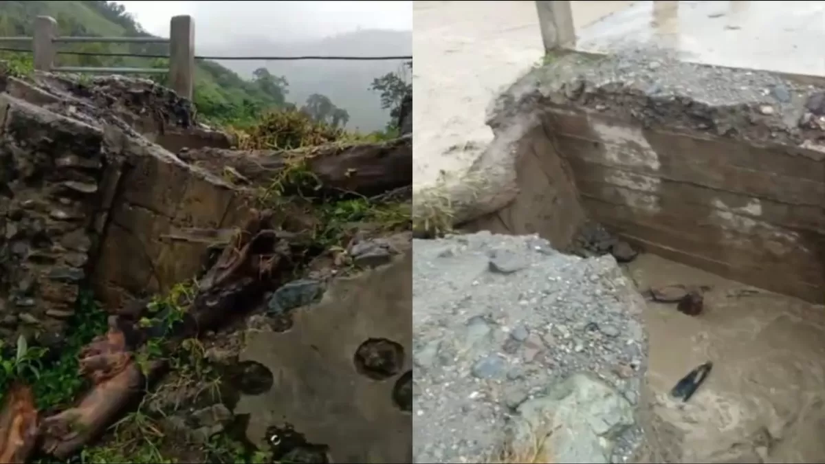 Banjir menerjang Desa Sibalago Parigi Moutong sore ini. Oprit jembatan penghubung dusun terkikis dan terancam runtuh akibat arus deras.