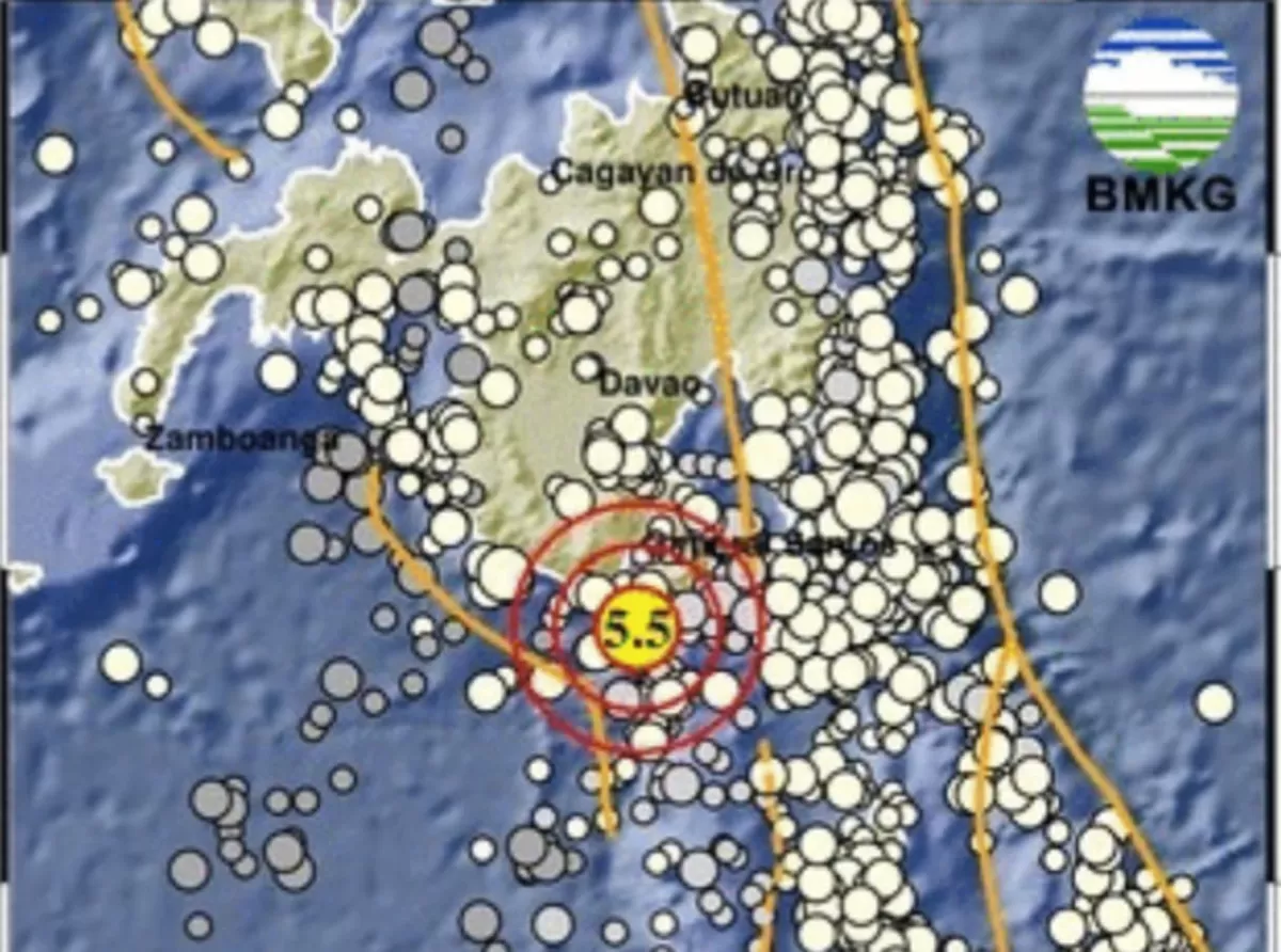 BMKG melaporkan gempa M5,3 di Mindanao Filipina terasa hingga Sangihe dan Talaud. Lindu susulan ke-499 ini tidak berpotensi tsunami.
