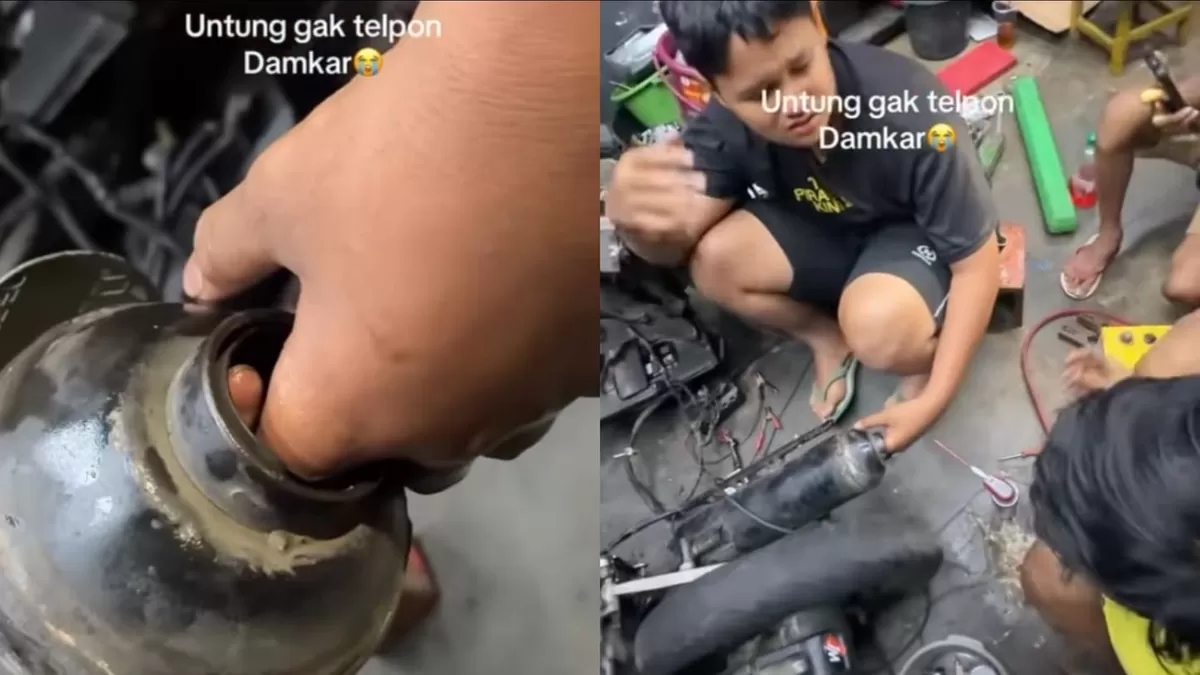 Aksi heroik mekanik bengkel berhasil menyelamatkan jari anak yang terjepit di lubang knalpot motor dengan aman tanpa cedera serius.