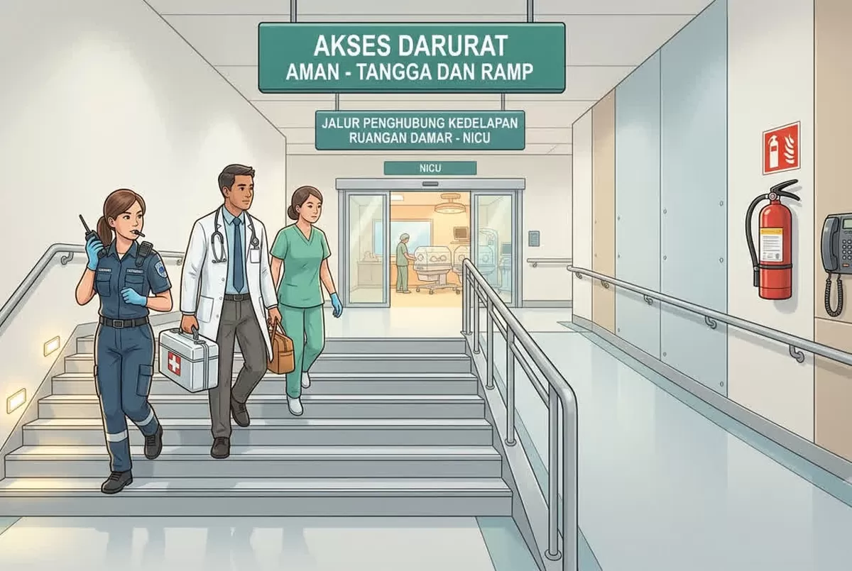 Tangga darurat dan jalur evakuasi di rumah sakit bukan sekadar aspek fisik, melainkan jaminan keselamatan dan efisiensi respon medis.