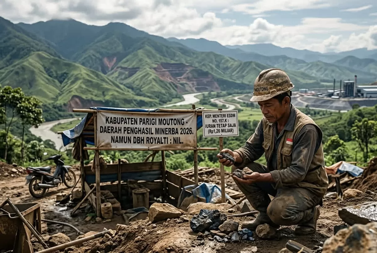 Kementerian ESDM menetapkan Kabupaten Parigi Moutong tanpa alokasi DBH royalti minerba 2026 karena belum ada penjualan hasil tambang resmi.