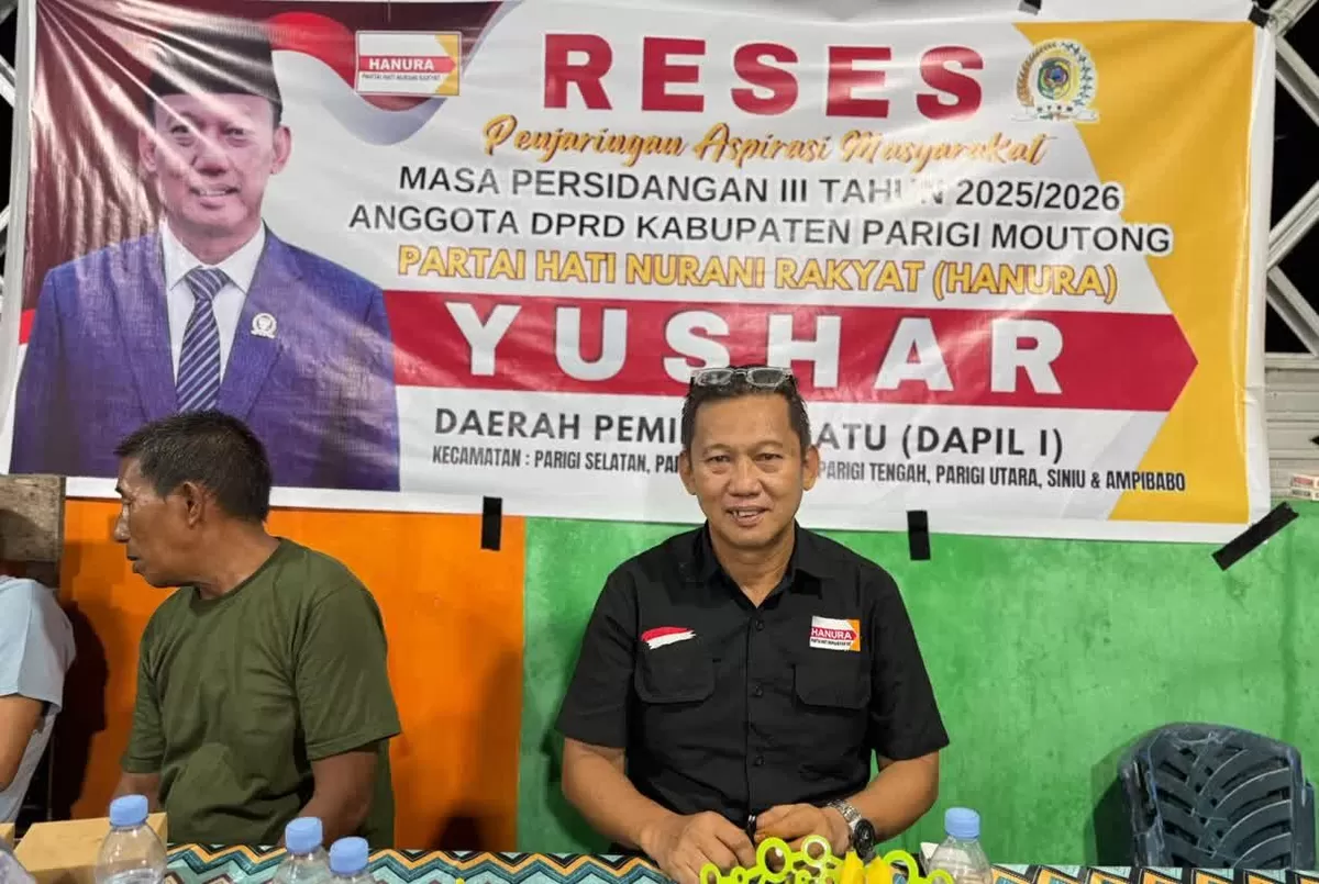 Anggota DPRD Parigi Moutong Yushar menyerap aspirasi infrastruktur warga melalui ajang lomba domino pada Sabtu, 8 Agustus 2026.