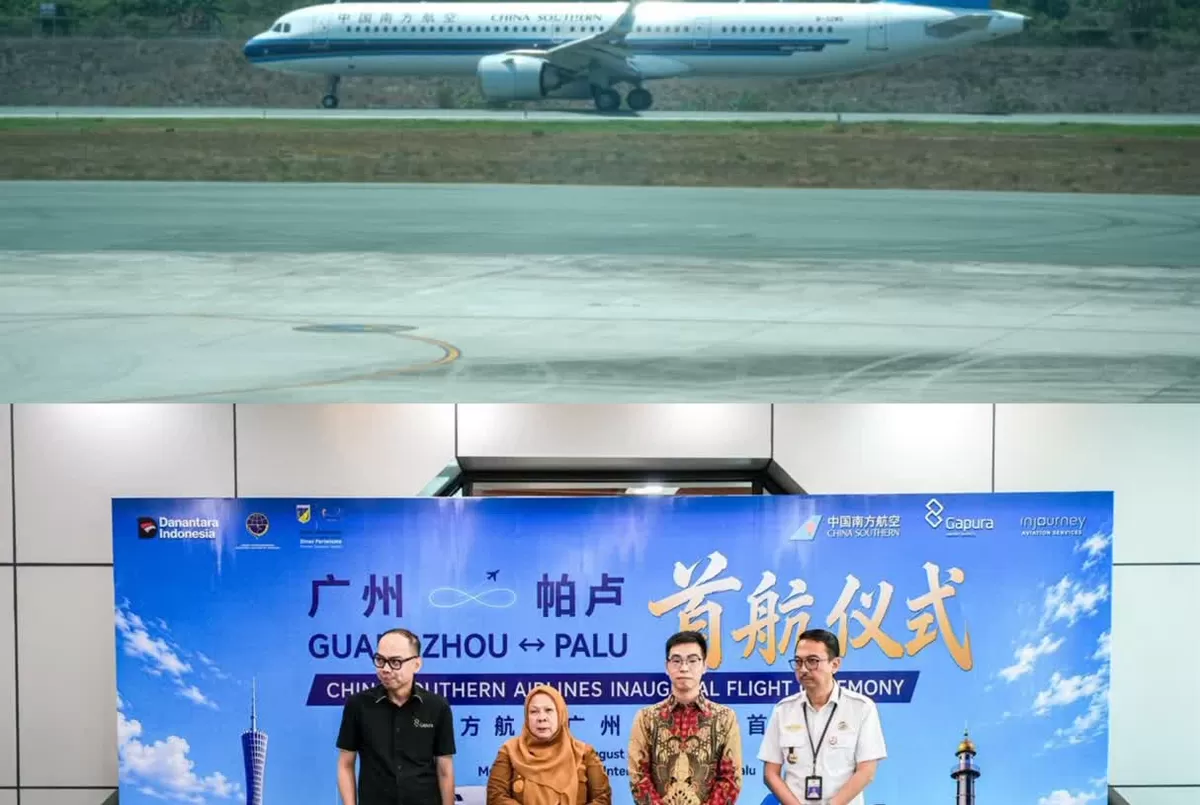 China Southern Airlines resmi membuka penerbangan langsung rute Palu Guangzhou di Bandara Mutiara SIS Al Jufri pada 11 Agustus 2026.